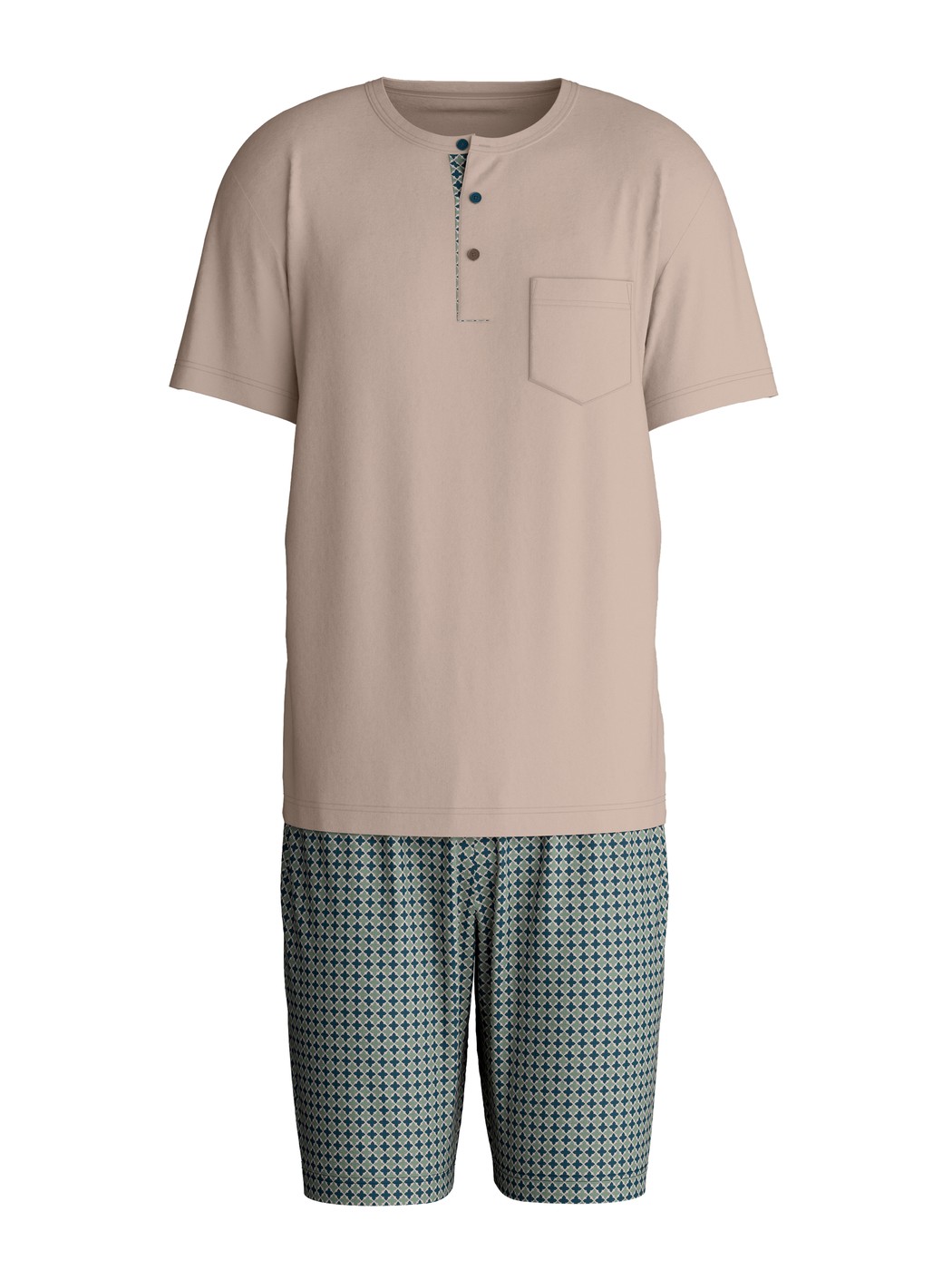 Homme - Pyjama court en 100% coton de couleur Bleu, À motifs, de la série Relax Choice 1 de CALIDA
