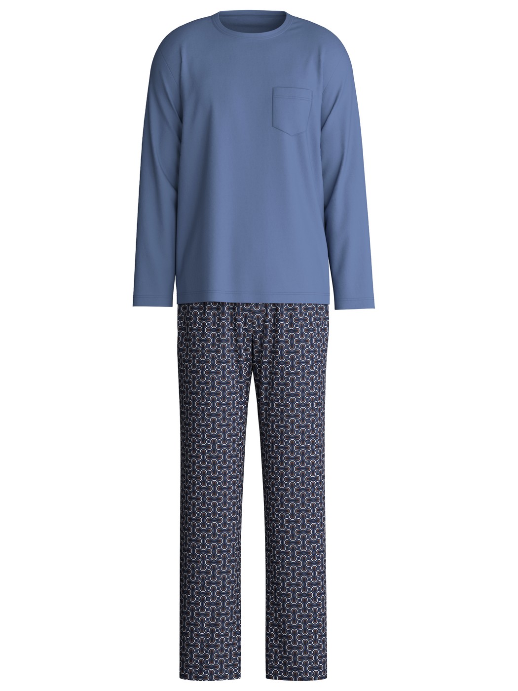 Herren - Pyjama, lang aus 100% Baumwolle in Blau, Gemustert aus Serie Relax Imprint 1 von CALIDA