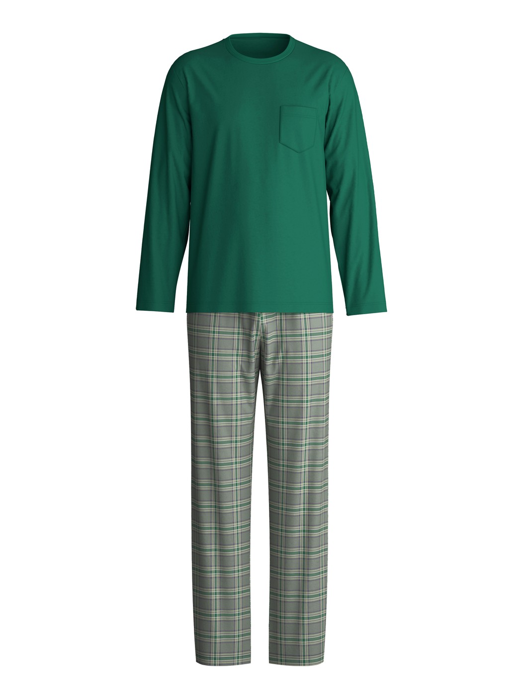 Men - Pyjamas, long made of 100% Cotton in Green, Checked, from the Relax Imprint 2 series by CALIDA