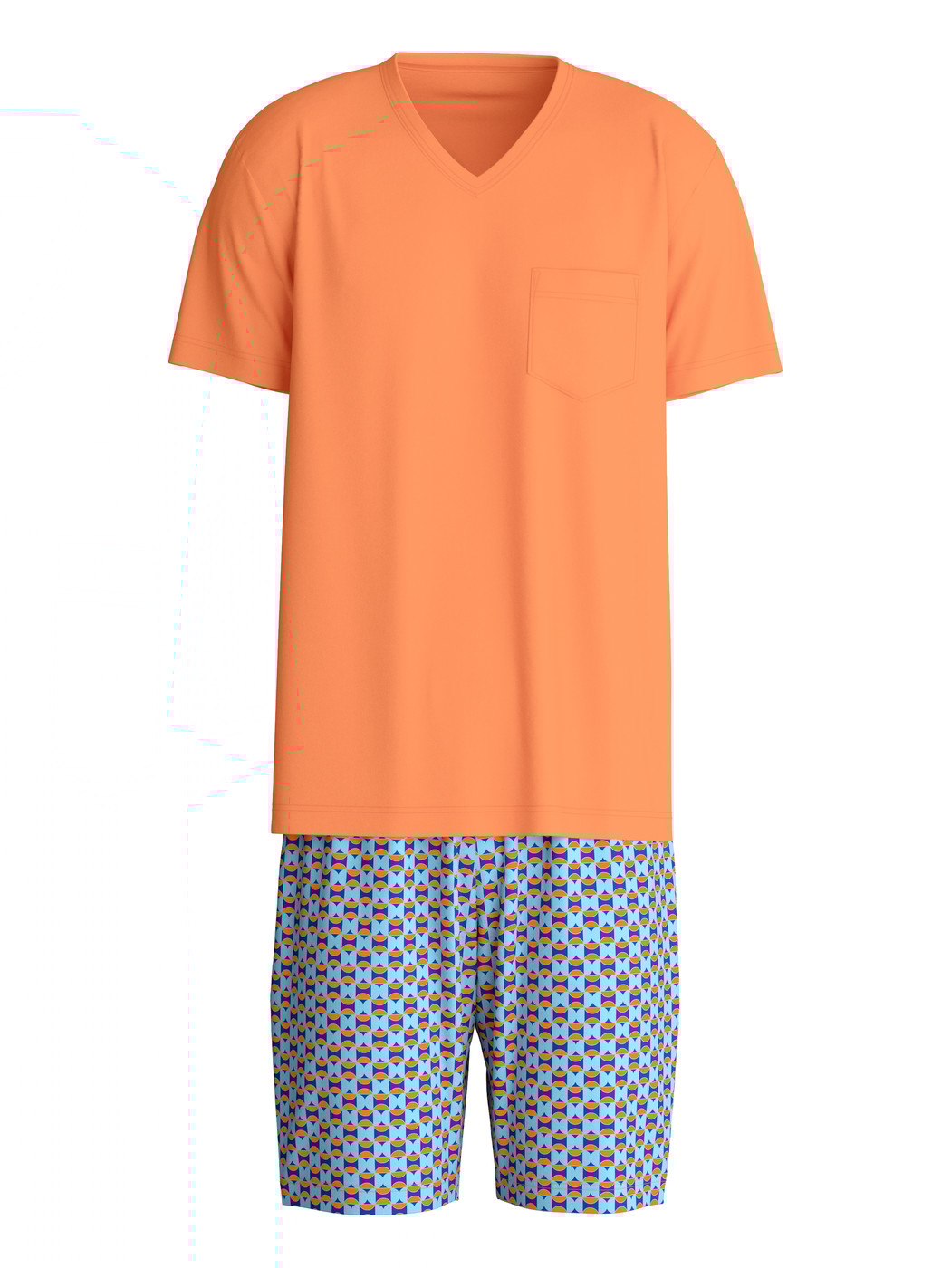 Men - Short pyjama made of 100% Cotton in Orange, Patterned, from the Relax Imprint 4 series by CALIDA