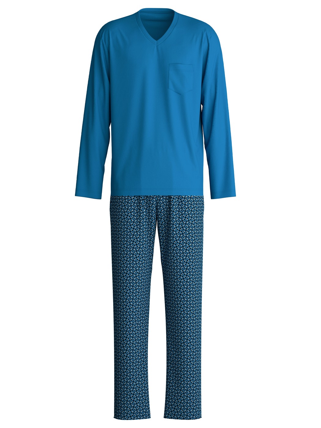 Men - Pyjamas, long made of 100% Cotton in Blue, Patterned, from the Relax Imprint 2 series by CALIDA