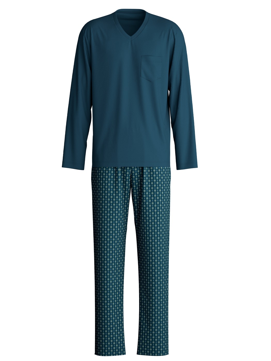 Men - Pyjamas, long made of 100% Cotton in Turquoise, Patterned, from the Relax Imprint 3 series by CALIDA