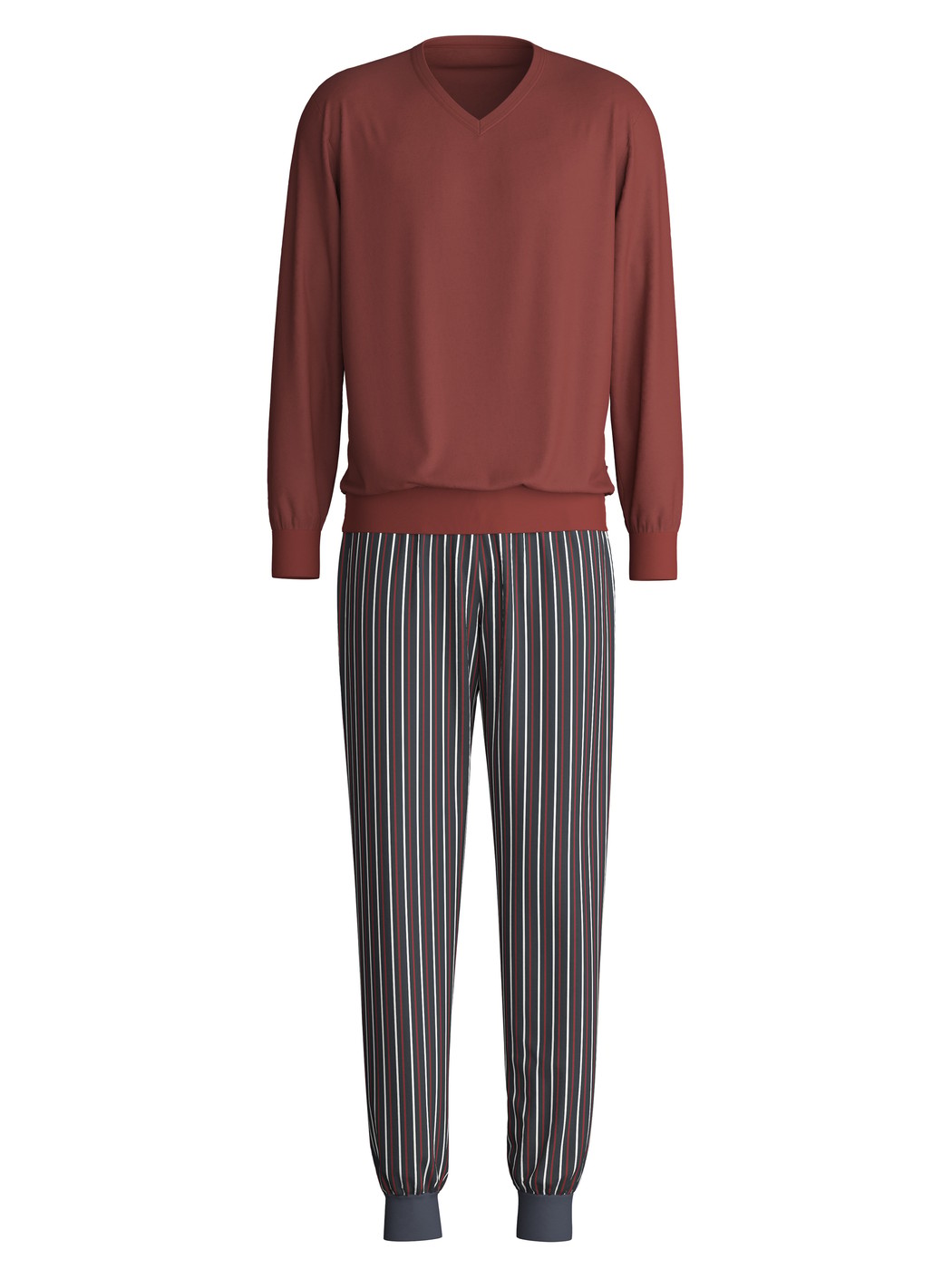 Men - Pyjama with cuff made of 100% Cotton in Red, Striped, from the Cotton Special series by CALIDA