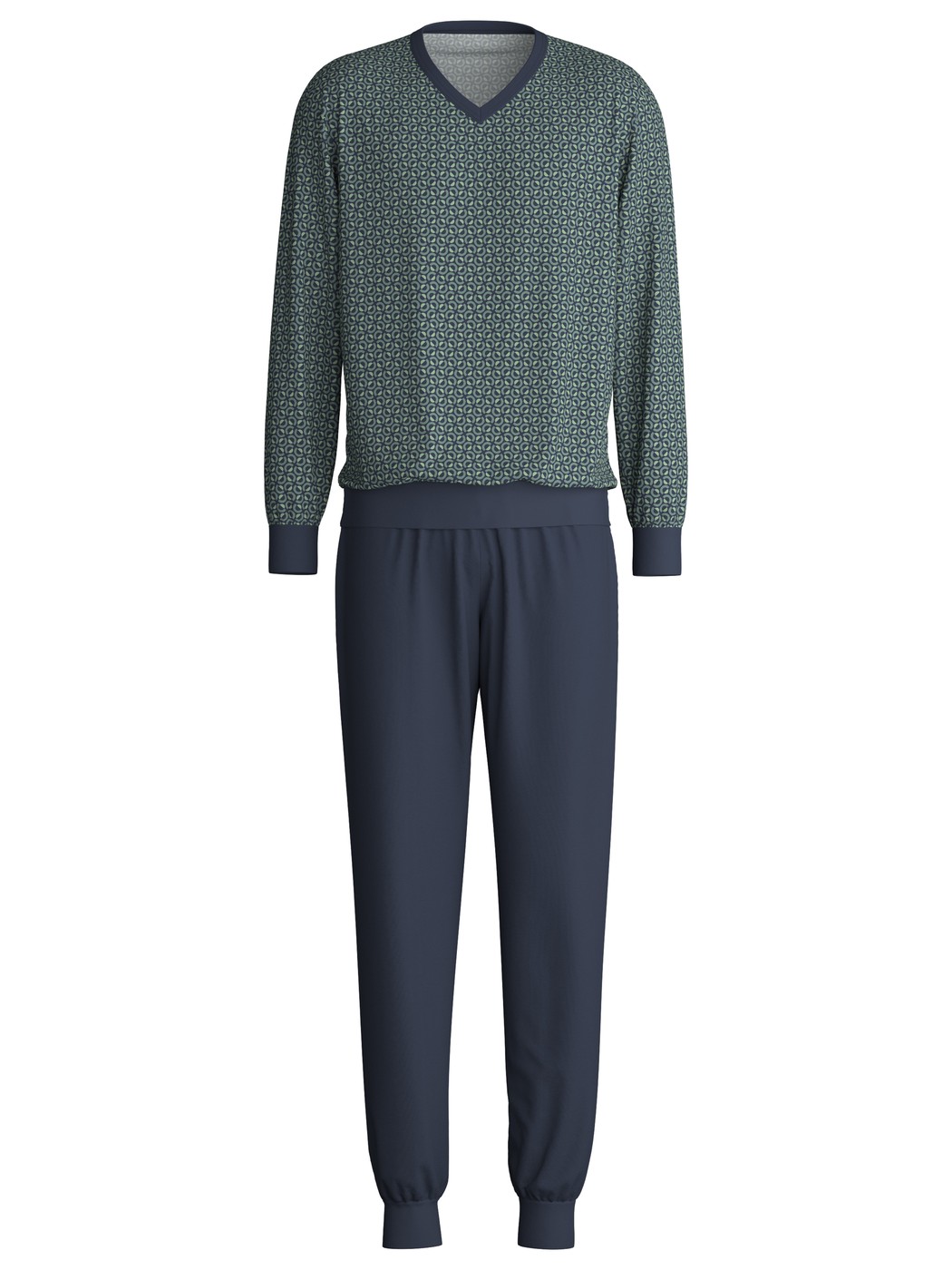Homme - Pyjama avec bords élastiques en 100% coton de couleur Vert, À motifs, de la série Cotton Special de CALIDA