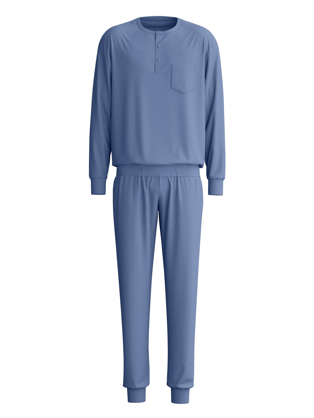 Men - cuffed pyjamas made of 100% Cotton in Blue, Unicoloured, from the Relax Choice 1 series by CALIDA
