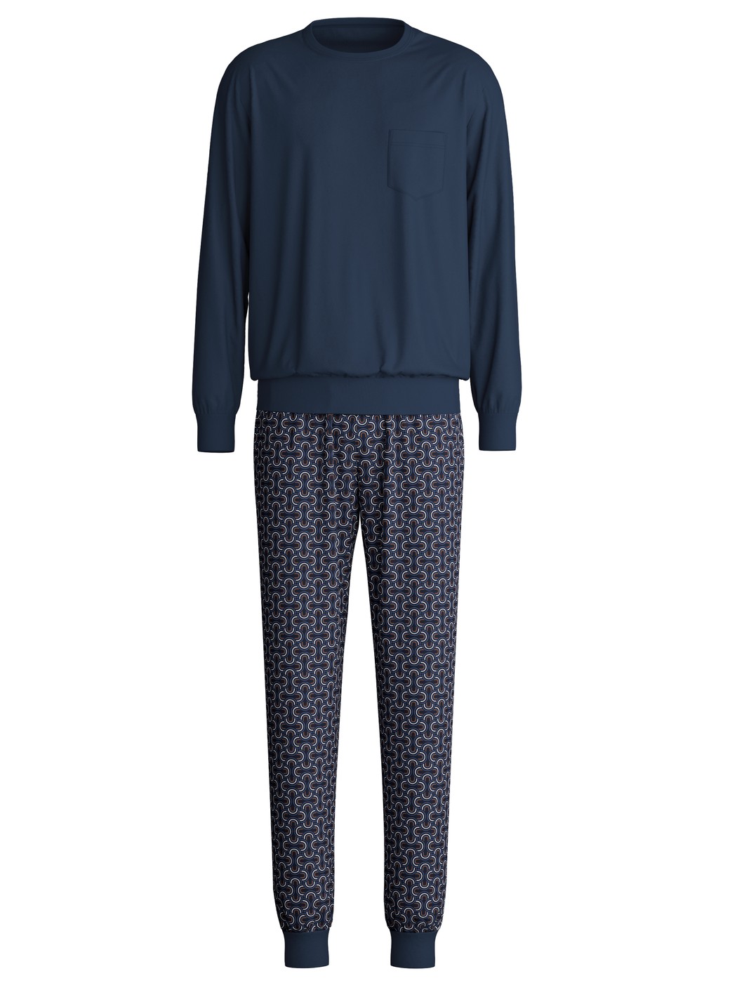 Homme - Pyjama avec bords élastiques en 100% coton de couleur Bleu, À motifs, de la série Relax Imprint 1 de CALIDA