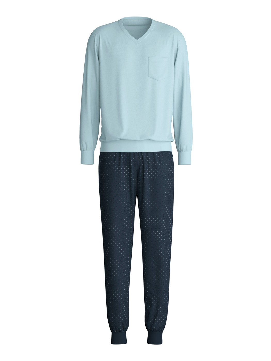 Herren - Bündchen-Pyjama aus 100% Baumwolle in Blau, Gemustert aus Serie Relax Imprint 3 von CALIDA