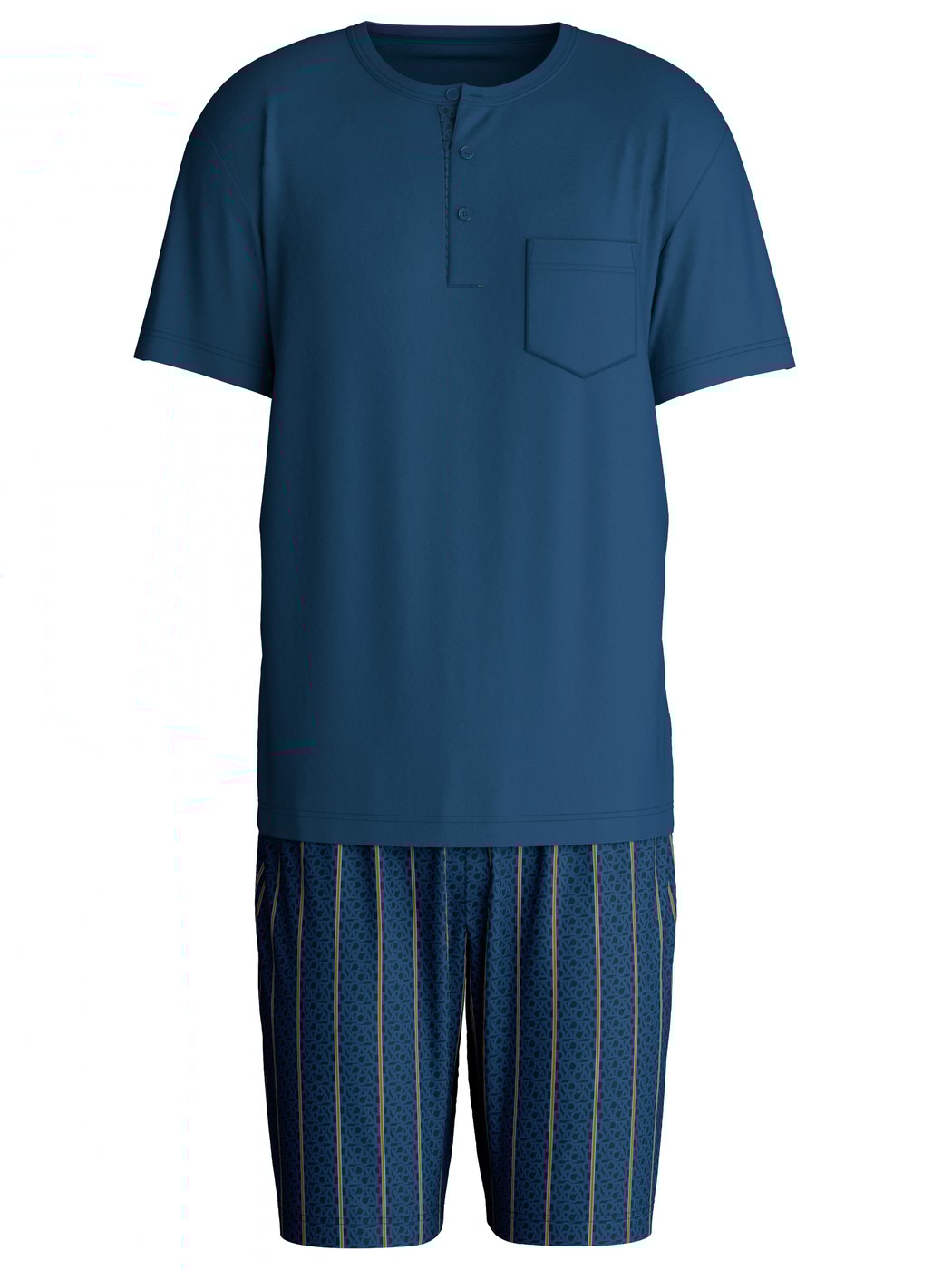 Men - Short pyjamas made of 100% Cotton in Blue, Striped, from the Relax Imprint 1 series by CALIDA