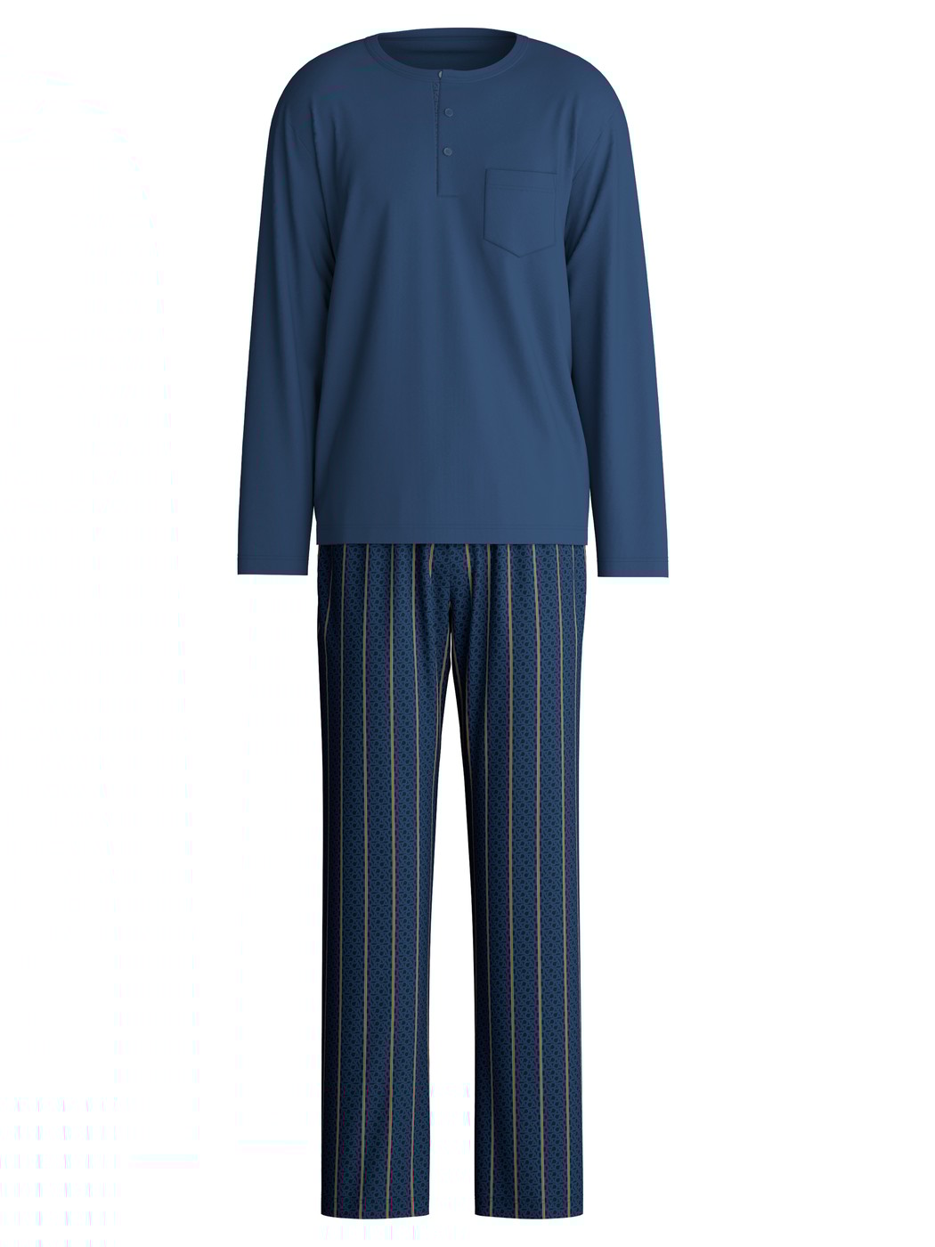 Herren - Pyjama, lang aus 100% Baumwolle in Blau, Gestreift aus Serie Relax Imprint 1 von CALIDA