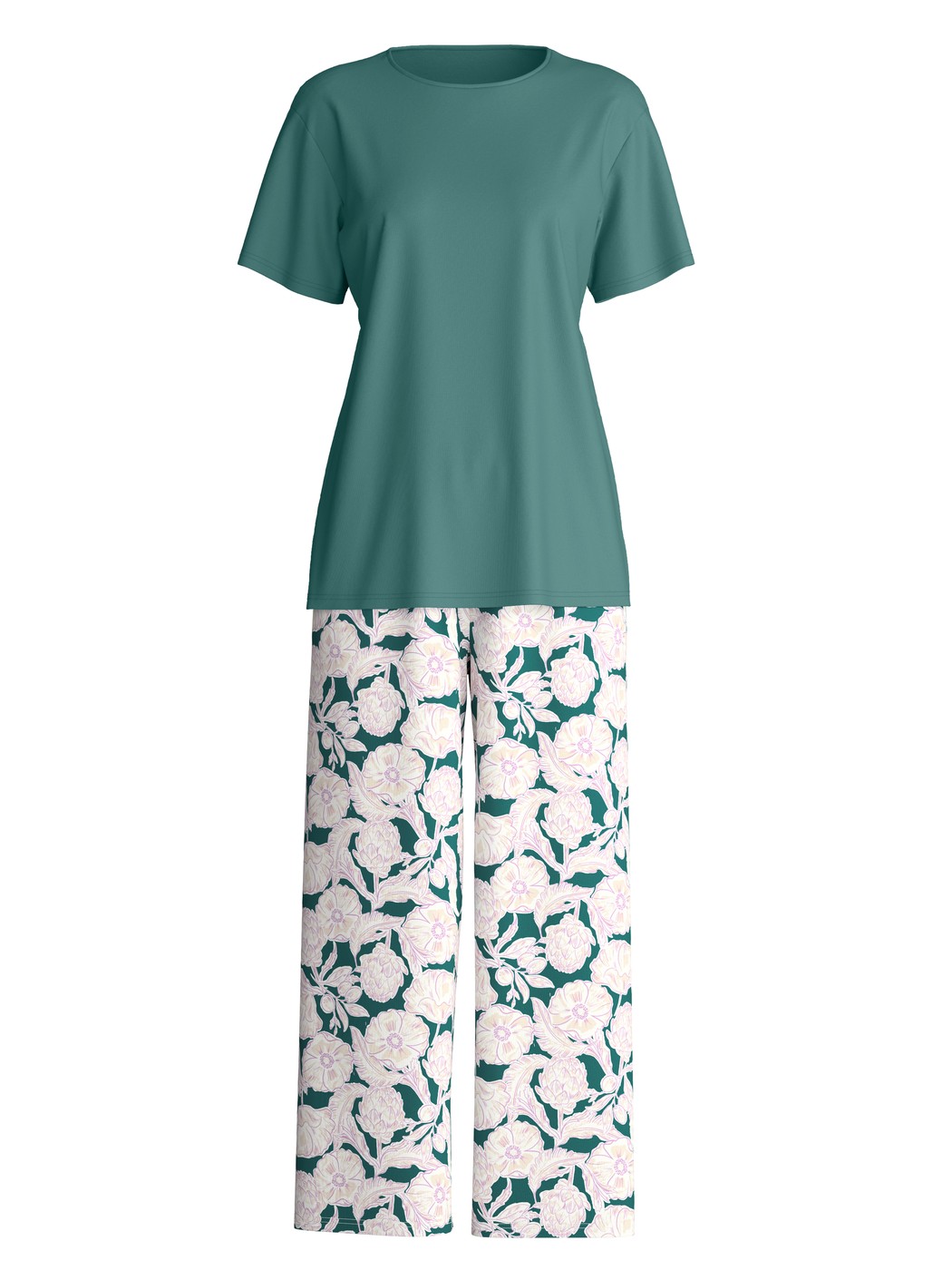 Donna - 7/8 - Pigiama in 100% cotone di colore Turchese, Floreale, della serie Botanic Dreams di CALIDA