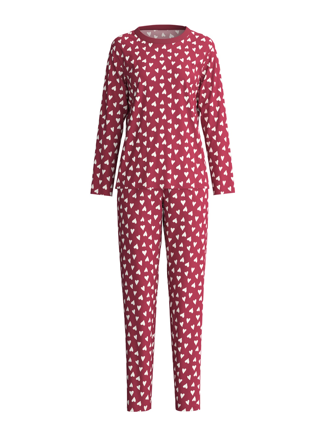 Women - Pyjamas, long made of 100% Cotton in Red, Patterned, from the Cotton Special series by CALIDA