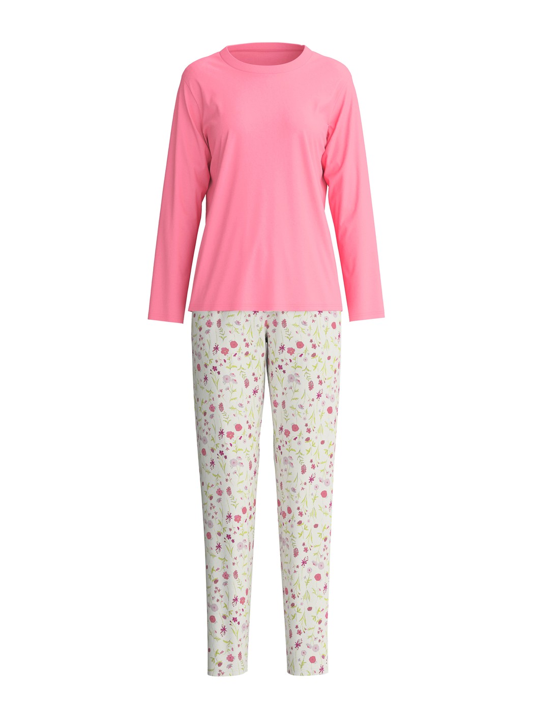 Damen - Pyjama, lang aus 100% Baumwolle in Rosa, Gemustert aus Serie Cotton Special von CALIDA