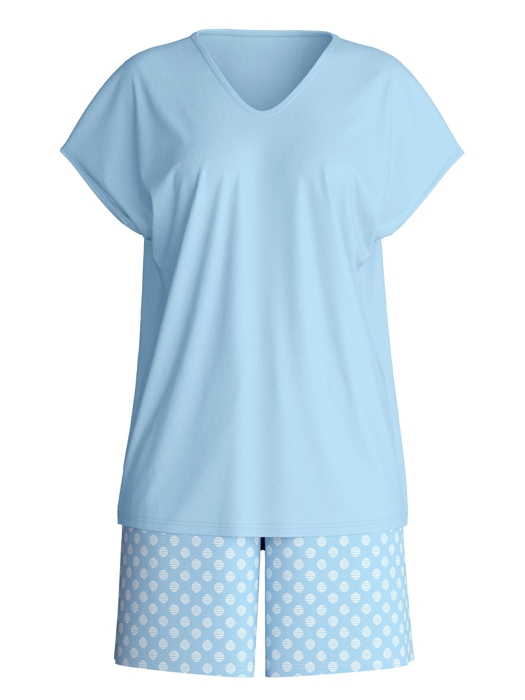 Damen - Kurz-Pyjama aus 100% Baumwolle in Blau, Gemustert aus Serie Lovely Nights von CALIDA