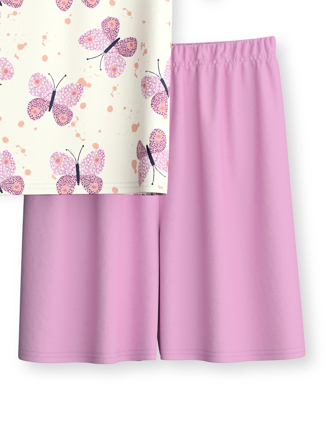 Kinder - Kurz-Pyjama aus 100% Baumwolle in Rosa,  aus Serie Kids Butterfly von CALIDA