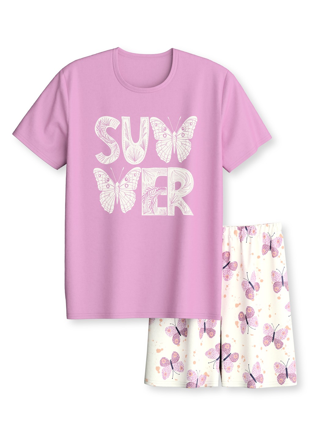 Multipack Kinder - Kurz-Pyjama aus 100% Baumwolle in Rosa,  aus Serie Kids Butterfly von CALIDA