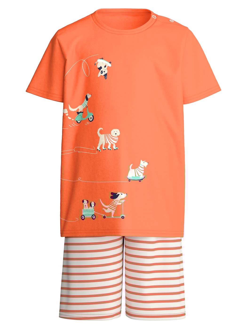 Kinder - Kurz-Pyjama aus 100% Baumwolle in Orange,  aus Serie Toddlers Scooter von CALIDA