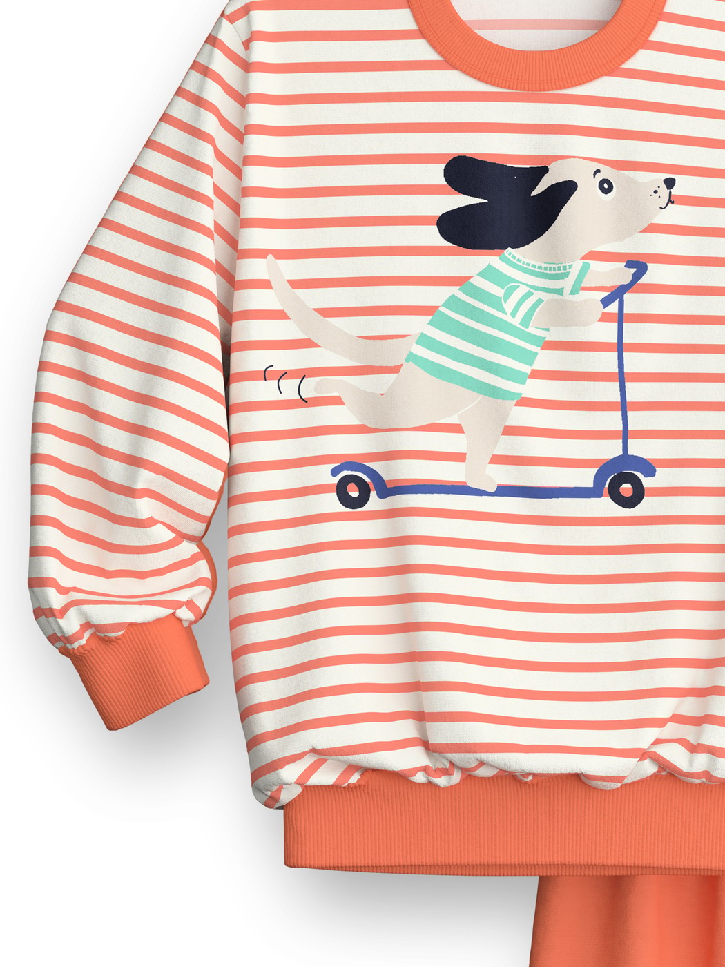 Enfant - Pyjama avec bords élastiques en 100% coton de couleur Orange, À motifs, de la série Toddlers Scooter de CALIDA