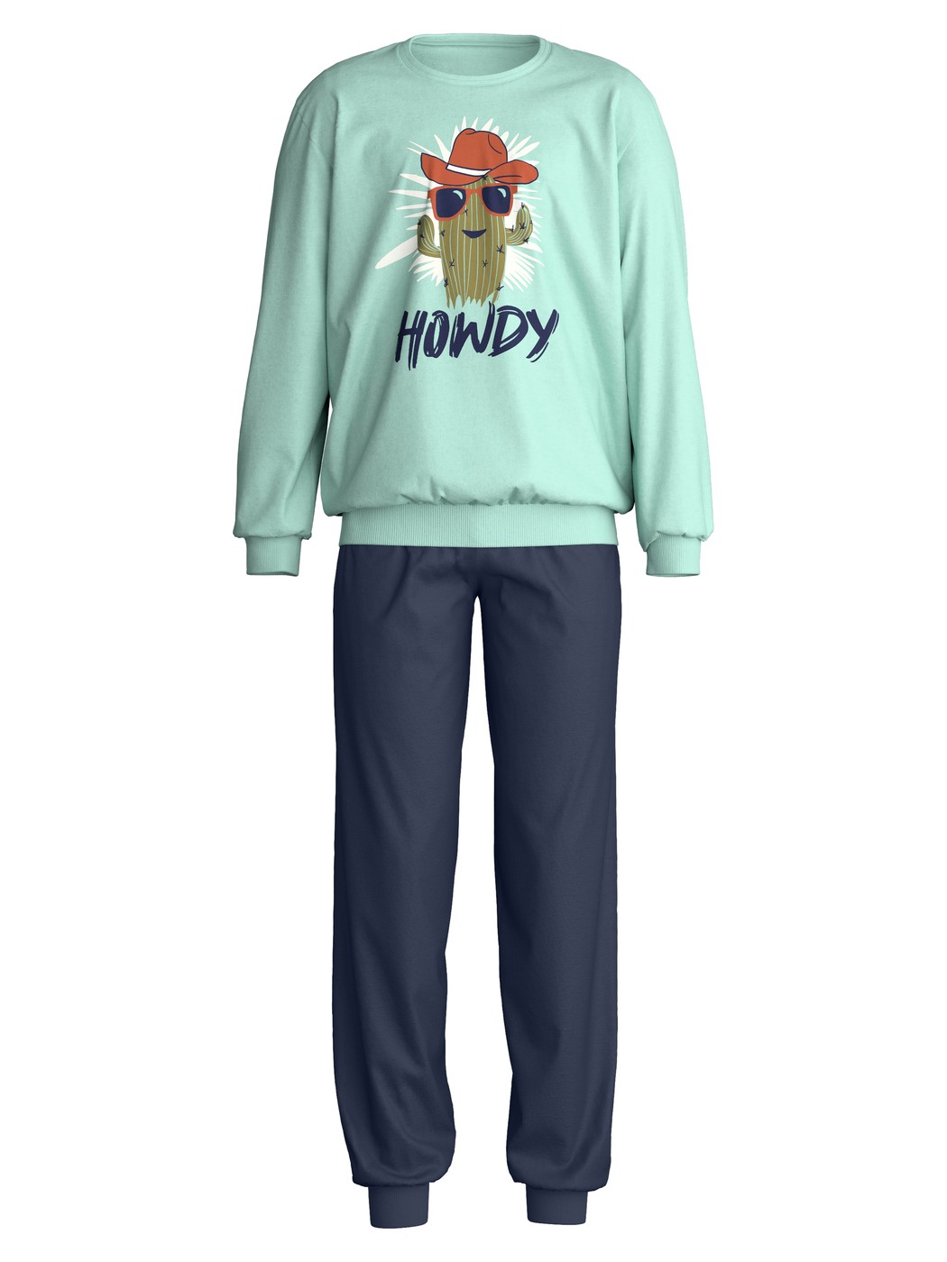 Kinder - Bündchen-Pyjama aus 100% Baumwolle in Grün,  aus Serie Kids Adventure von CALIDA