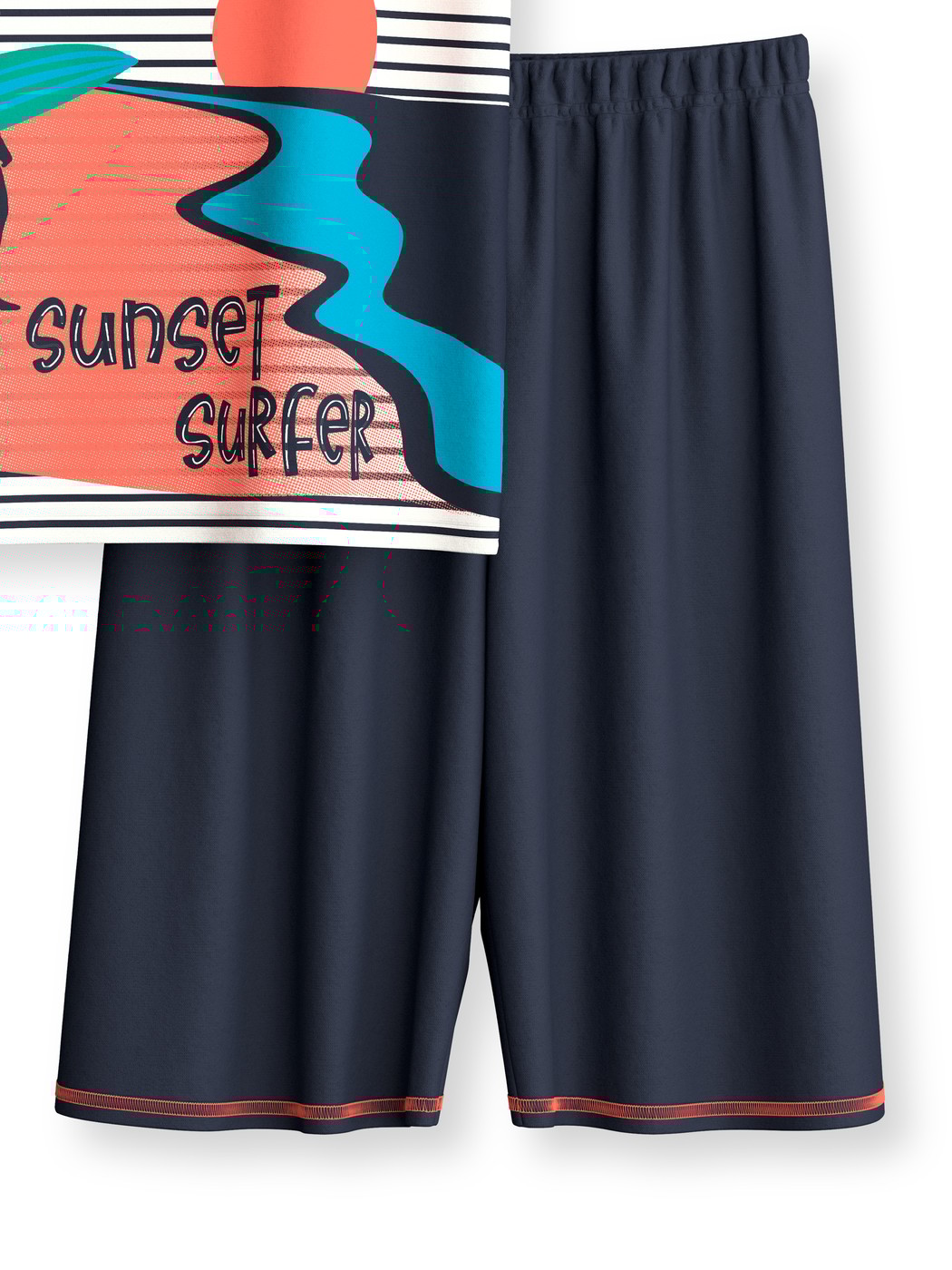 Kinder - Kurz-Pyjama aus 100% Baumwolle in Blau,  aus Serie Kids Surf von CALIDA
