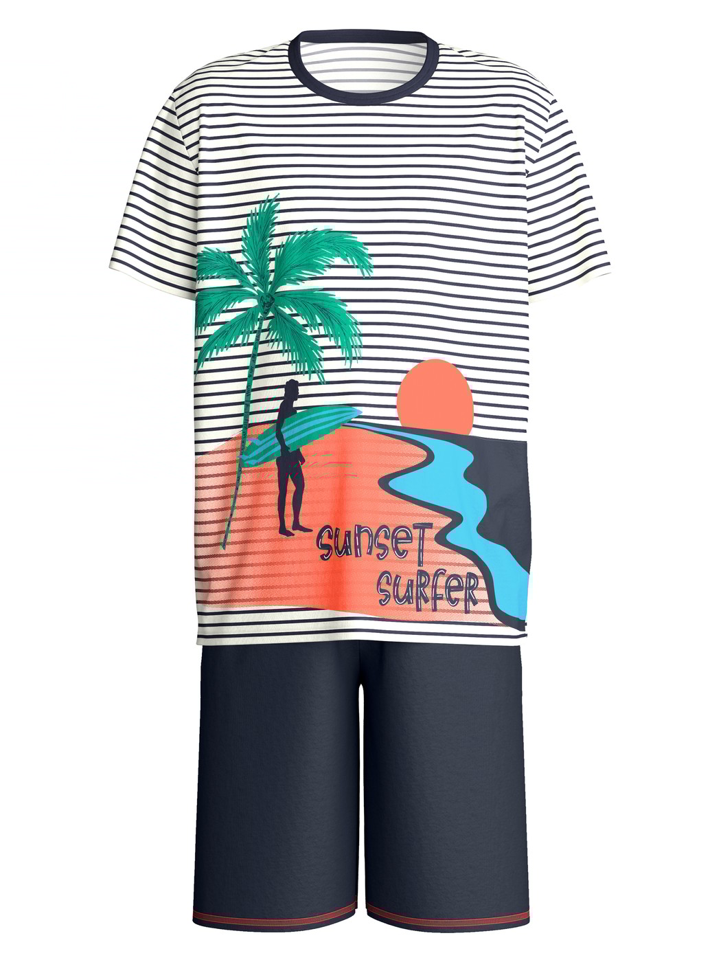 Kinder - Kurz-Pyjama aus 100% Baumwolle in Blau,  aus Serie Kids Surf von CALIDA