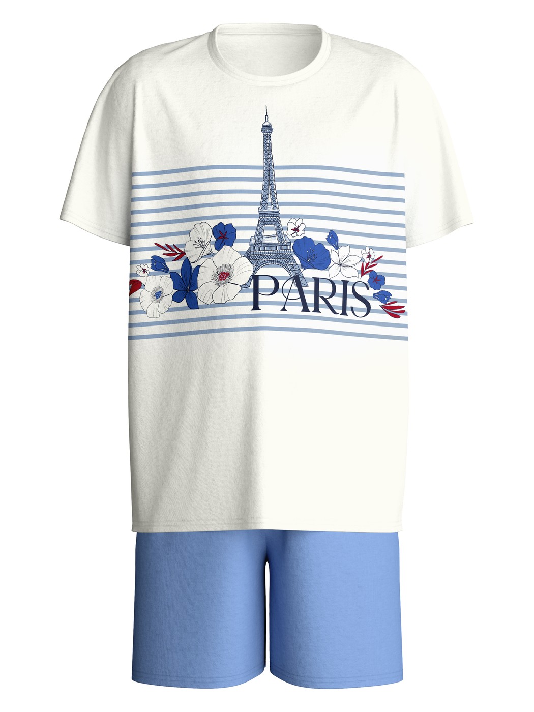 Kinder - Kurz-Pyjama aus 100% Baumwolle in Violett,  aus Serie Kids Stripes von CALIDA