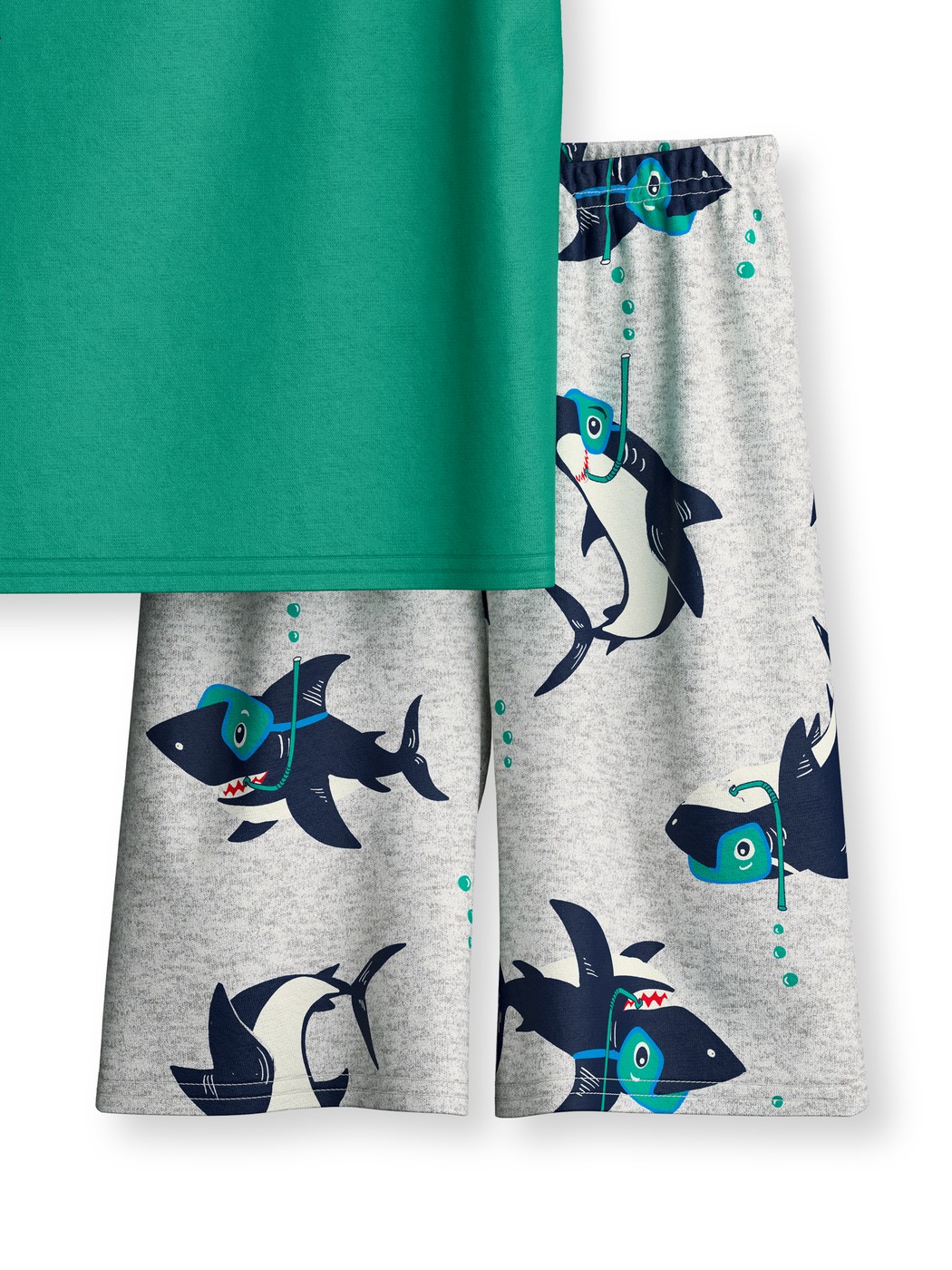 Kinder - Kurz-Pyjama aus 100% Baumwolle in Grün,  aus Serie Toddlers Ocean von CALIDA