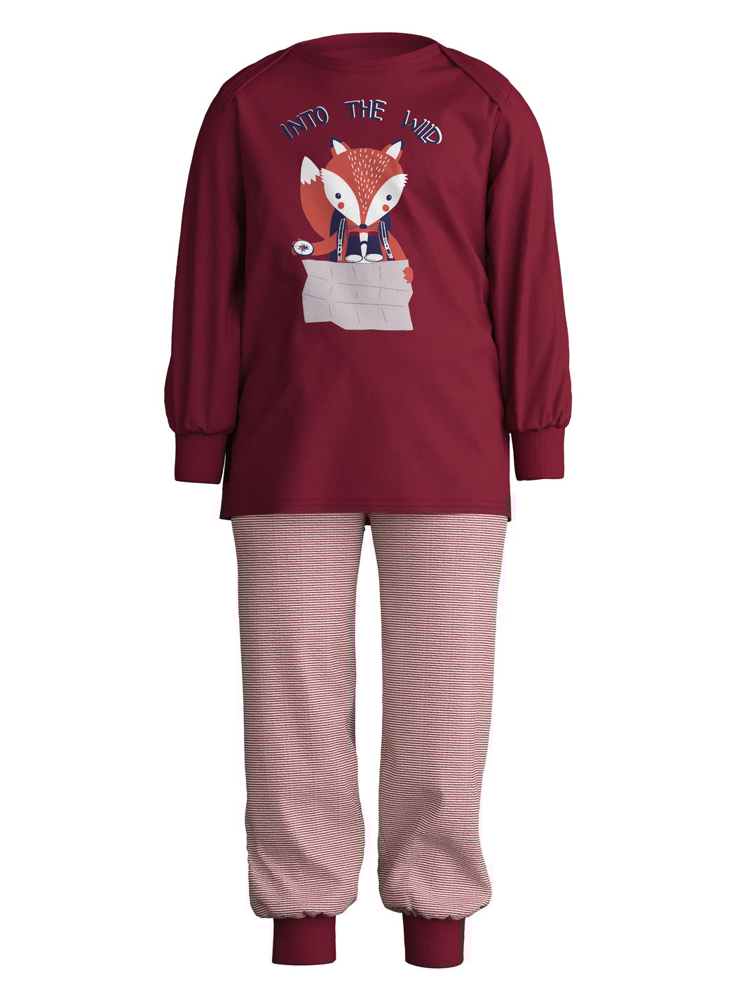 Kinder - Bündchen-Pyjama aus 100% Baumwolle in Rot, Gemustert aus Serie Toddlers Outdoor von CALIDA