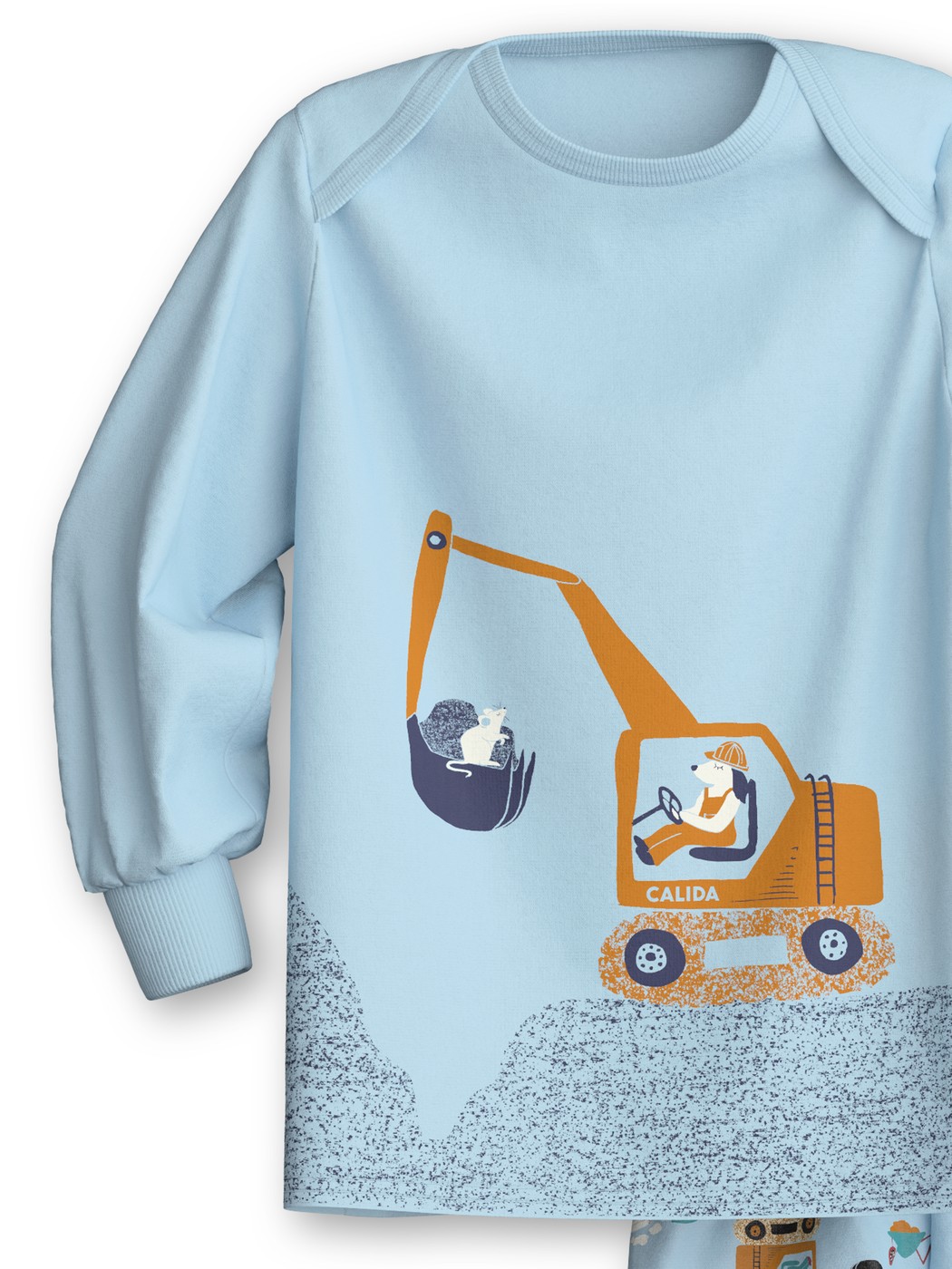 Kinder - Bündchen-Pyjama aus 100% Baumwolle in Blau, Gemustert aus Serie Toddlers Worker von CALIDA