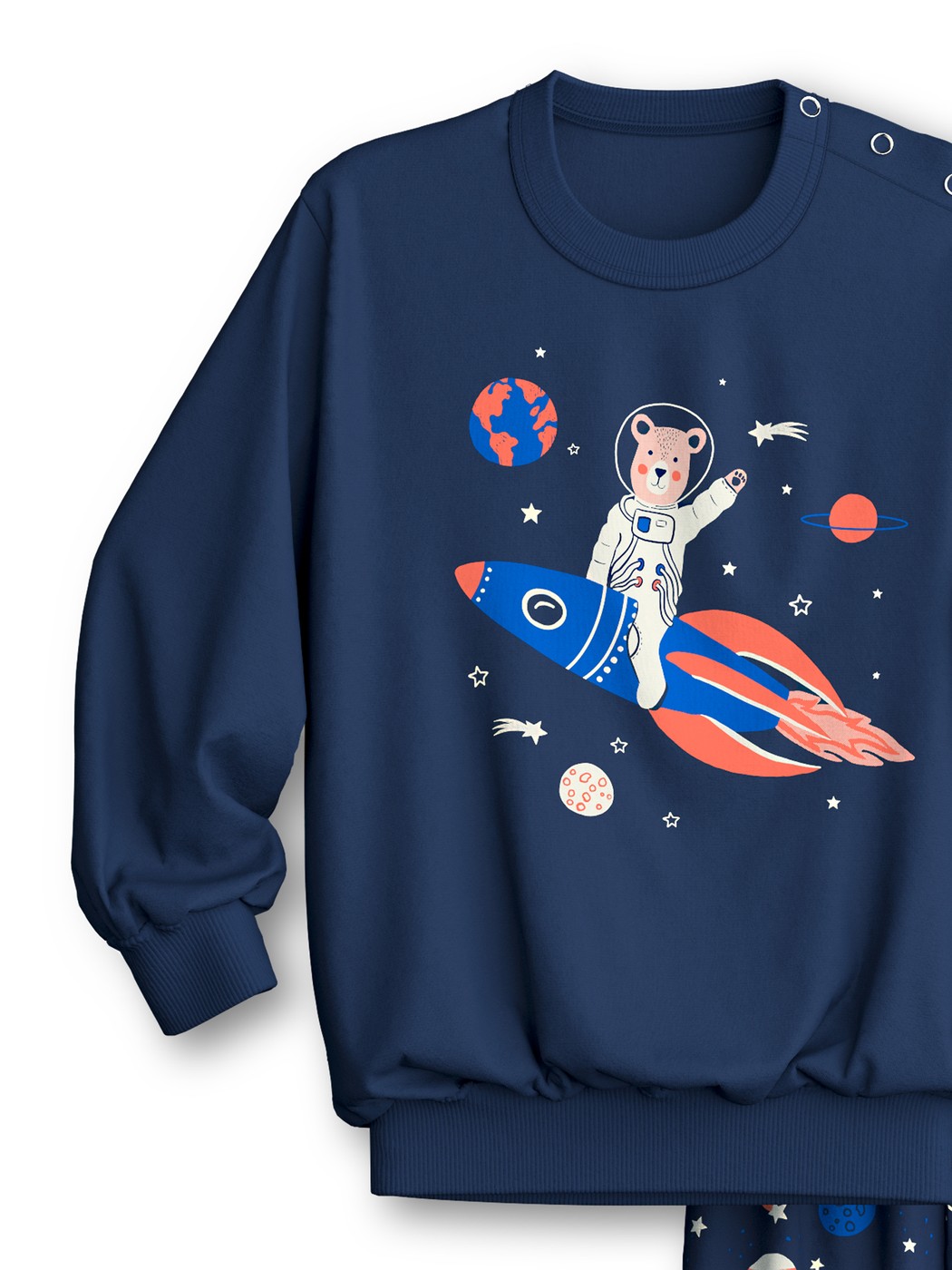 Kinder - Bündchen-Pyjama aus 100% Baumwolle in Blau, Gemustert aus Serie Toddlers Space von CALIDA