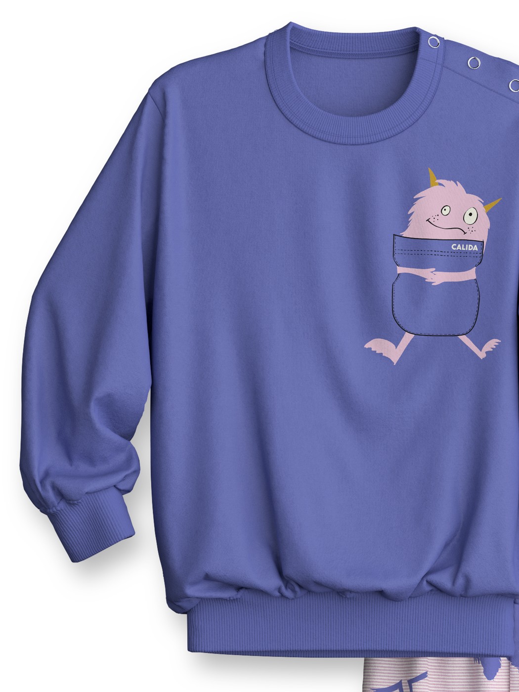 Kinder - Bündchen-Pyjama aus 100% Baumwolle in Violett, Gemustert aus Serie Toddlers Monsters von CALIDA