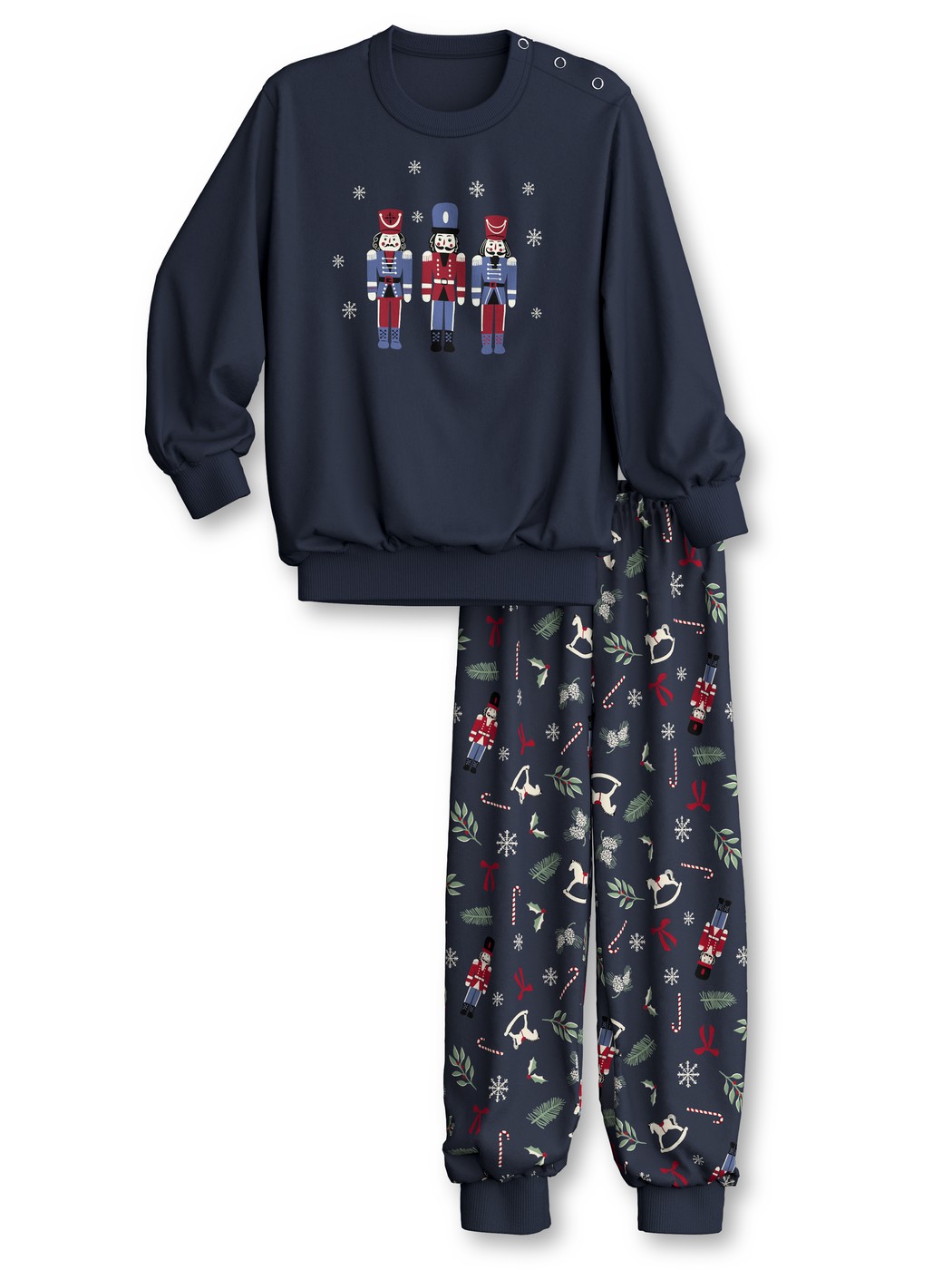 Kinder - Bündchen-Pyjama aus 100% Baumwolle in Blau, Gemustert aus Serie Family & Friends von CALIDA