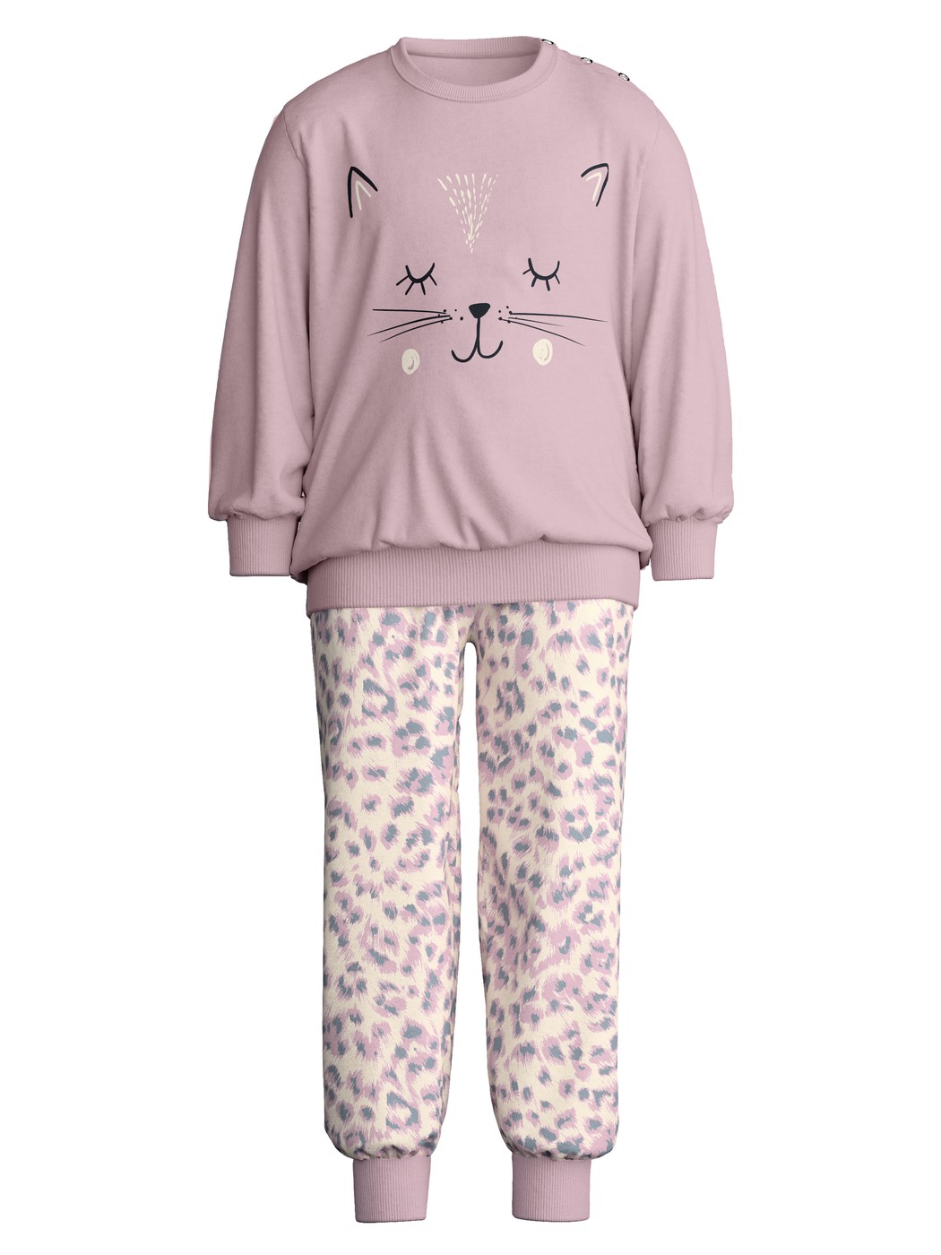 Kinder - Bündchen-Pyjama aus 100% Baumwolle in Violett,  aus Serie Toddlers Cat von CALIDA