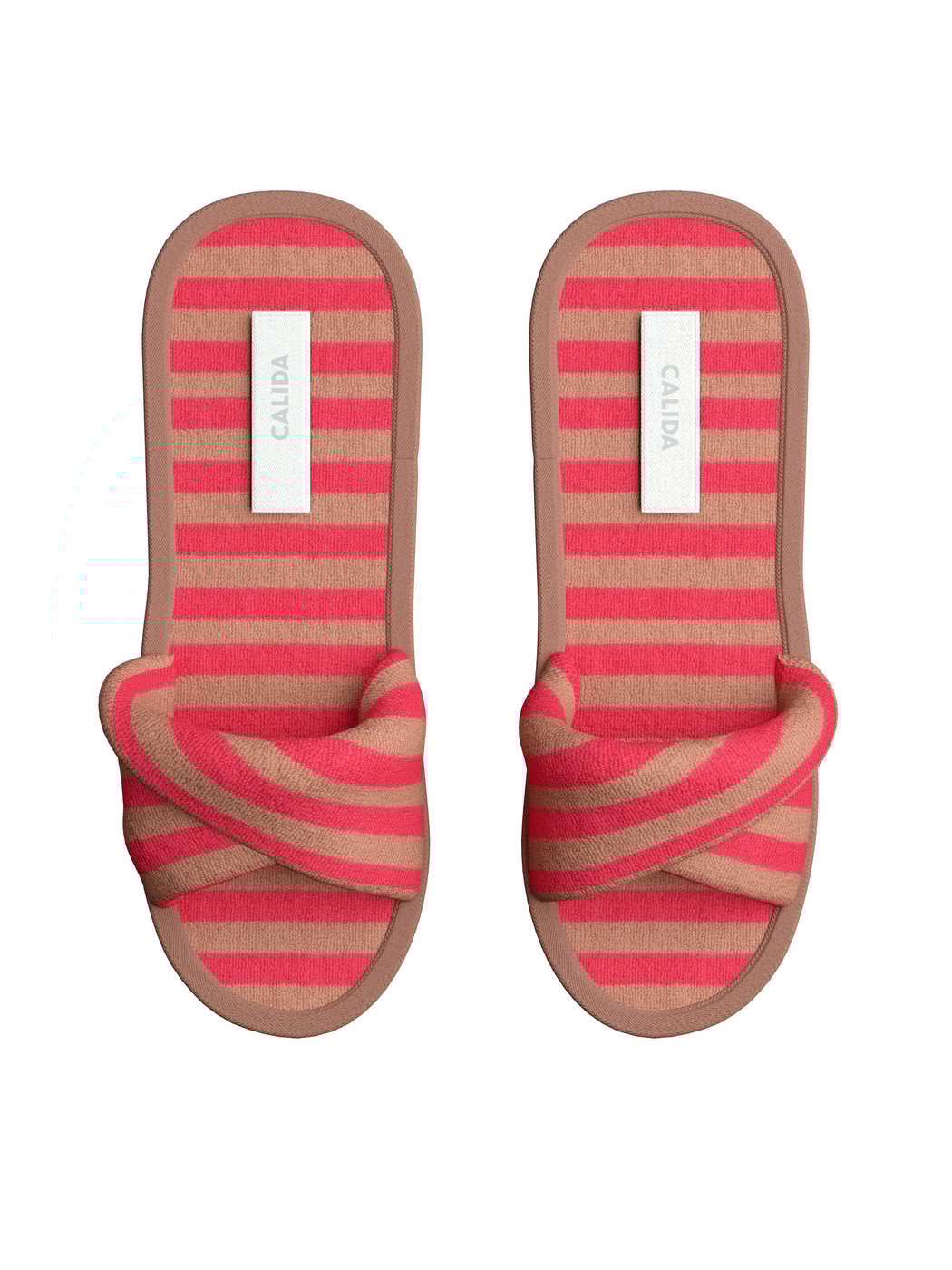 Donna - Pantofole in Cotone di colore Marrone, A righe, della serie Lounge Stripe di CALIDA