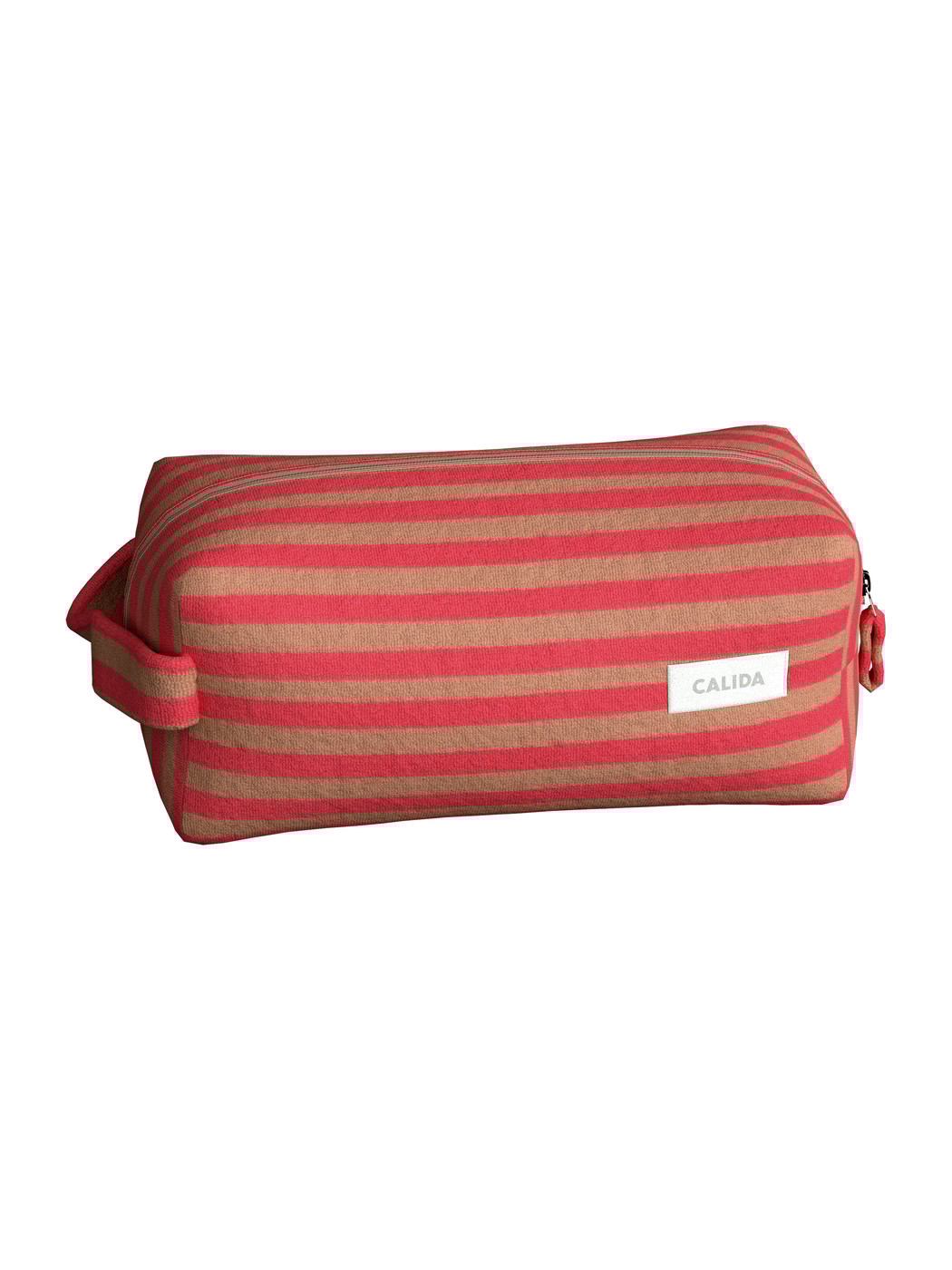 Donna - Borsa cosmetica in spugna in Cotone di colore Marrone, A righe, della serie Lounge Stripe di CALIDA