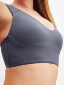 Women model is wearing Bustier with adjustable straps made of Modal in Grey, Unicoloured from the Natural Skin series by CALIDA, Detail