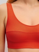 Women model is wearing Bustier made of Cotton in Red, Unicoloured from the Elastic series by CALIDA, Detail