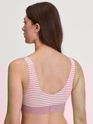 Women model is wearing Bustier made of Cotton in Pink, Striped from the Elastic series by CALIDA, Back view