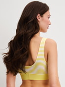 La modella / Il modello Donna indossa Bustier in Cotone di colore Giallo, A righe, della serie EDITION 85 di CALIDA, Vista posteriore