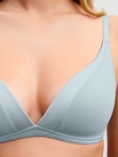 Women model is wearing Soft bra without underwire made of Cotton in Blue, Unicoloured from the Cate series by CALIDA, Detail