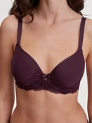 Women model is wearing Spacer bra with wires made of Polyamide in Red, Lace from the Sensual Secrets series by CALIDA, Detail