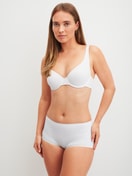 Women model is wearing underwired bra made of Polyamide in White, Unicoloured from the Sleek Skin series by CALIDA, Outfit