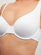 Women model is wearing underwired bra made of Polyamide in White, Unicoloured from the Sleek Skin series by CALIDA, Detail