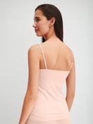 Women model is wearing Spaghetti top made of Cotton in Pink, Unicoloured from the Cate series by CALIDA, Back view