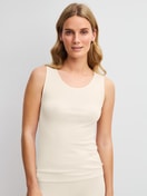 Women model is wearing Wool-Silk Tank Top made of Wool in Beige, Unicoloured from the True Confidence series by CALIDA, Front view