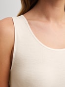 Women model is wearing Wool-Silk Tank Top made of Wool in Beige, Unicoloured from the True Confidence series by CALIDA, Detail
