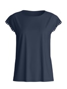 Femme - T-shirt à manches courtes et manches papillon en Coton de couleur Bleu, Unicolore, de la série Favourites Tiles de CALIDA