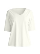 Women - Short-sleeved shirt with V-neck made of 100% Cotton in White, Unicoloured, from the Late Bloom M&M series by CALIDA