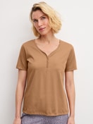 Women model is wearing  made of 100% Cotton in Brown, Unicoloured from the Sleep Over M&M series by CALIDA, Front view