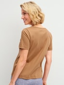 Women model is wearing  made of 100% Cotton in Brown, Unicoloured from the Sleep Over M&M series by CALIDA, Back view