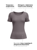 Women - Shirt shortsleeve made of Cotton in Brown, Unicoloured, from the Natural Comfort series by CALIDA
